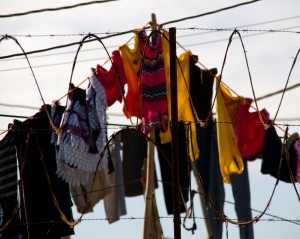 Hanging laundry in the basuera neighborhood in Guatemala city.  